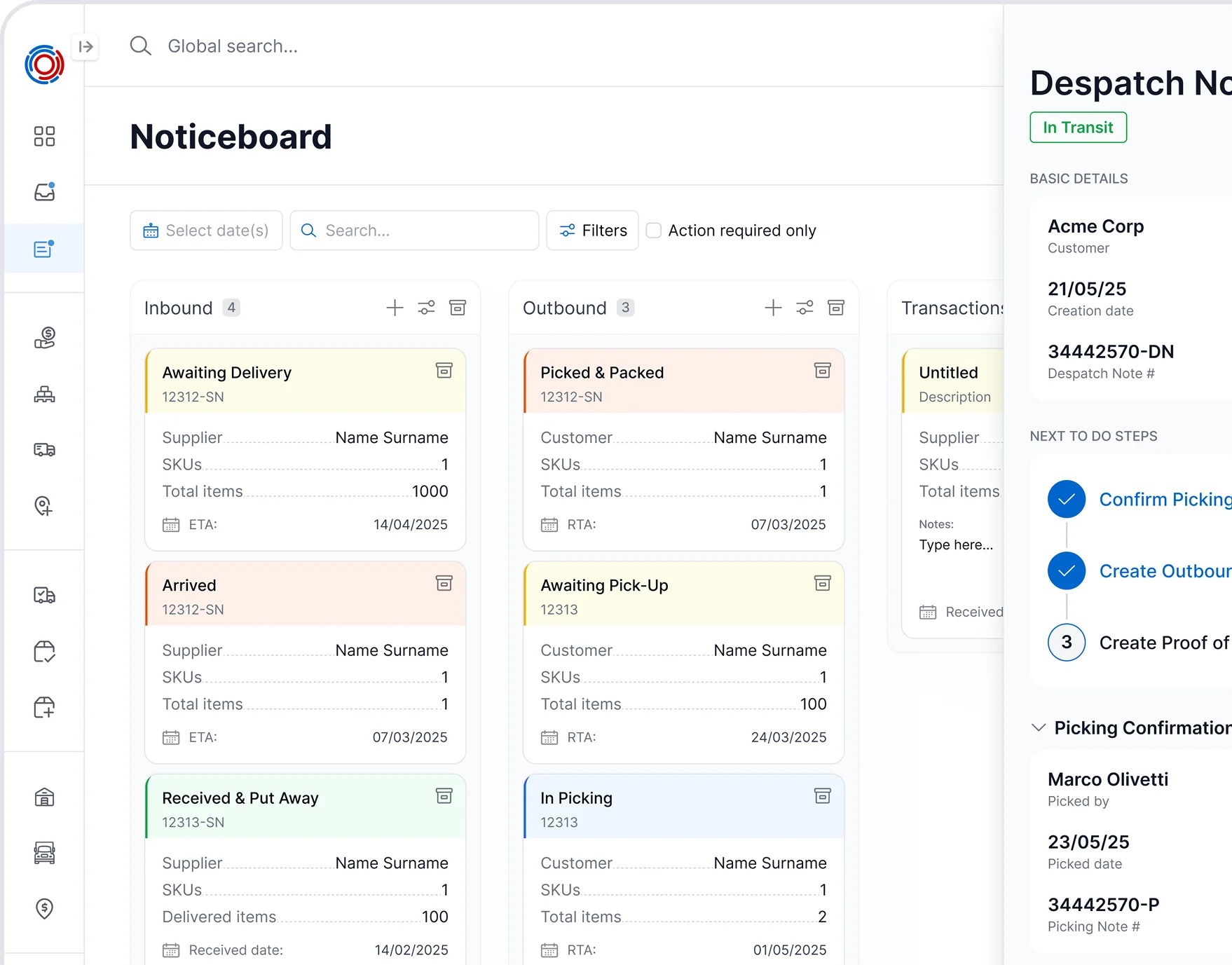 Unified tracking dashboard