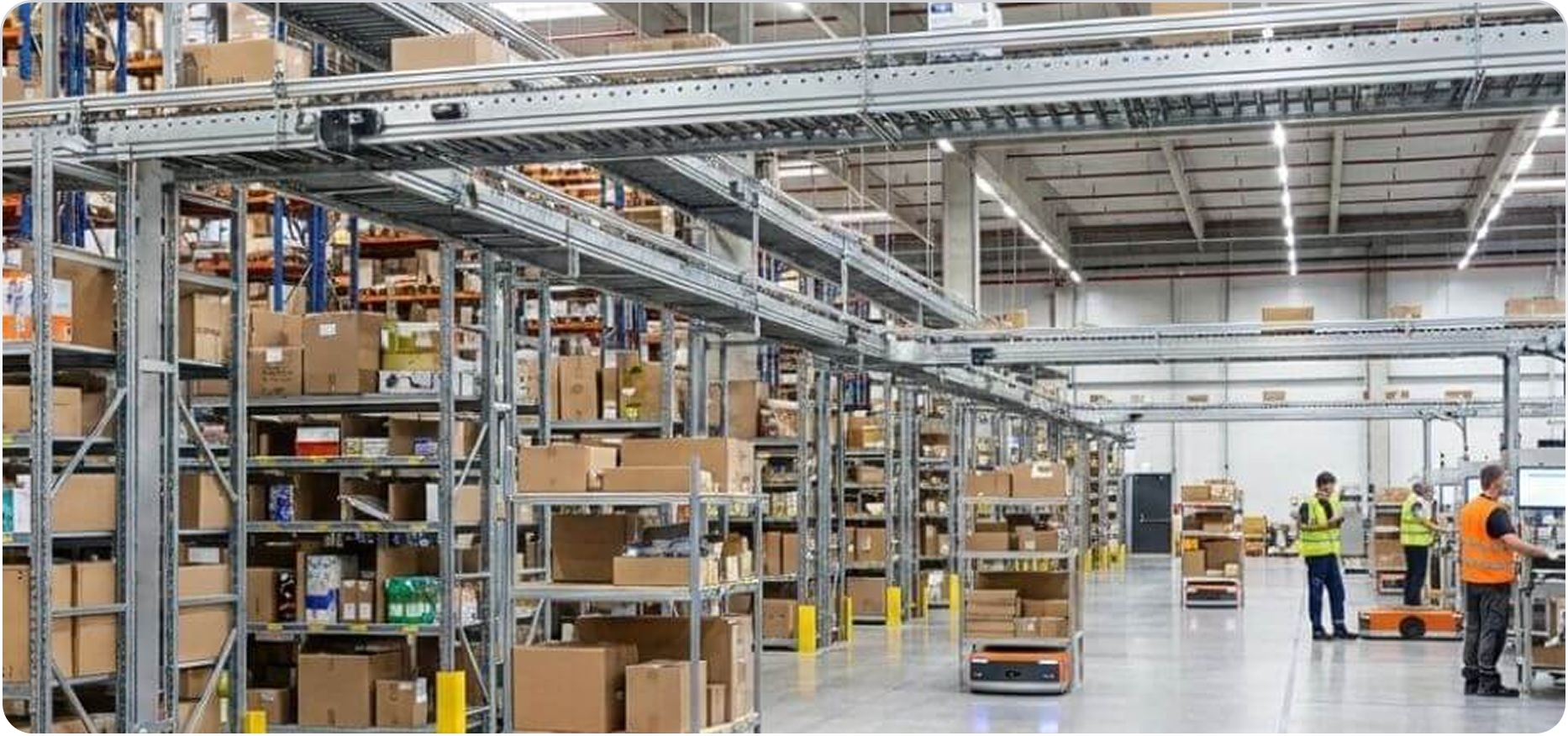 Modern warehouse with automated systems for retail fulfilment