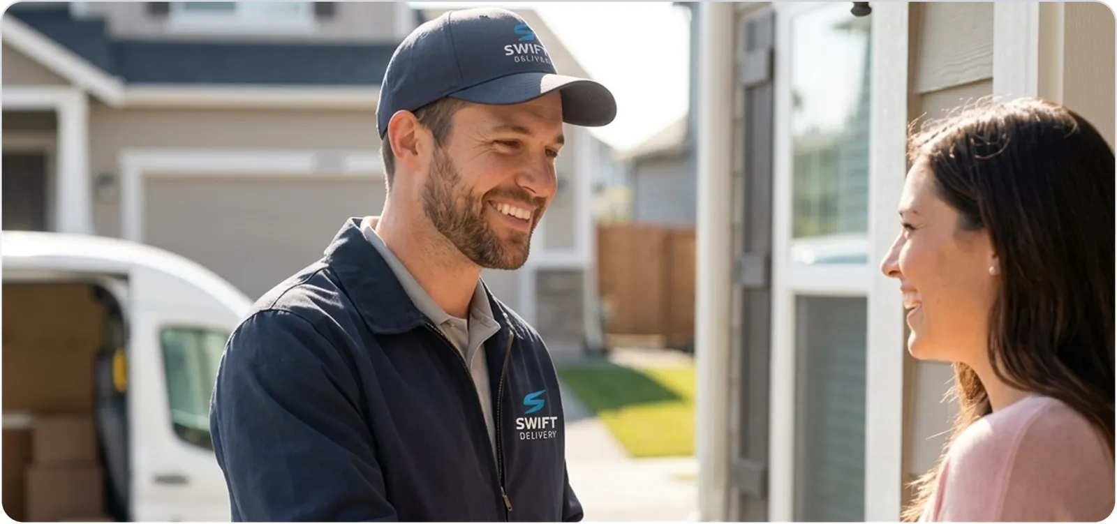 Delivery driver completing a last-mile eCommerce delivery